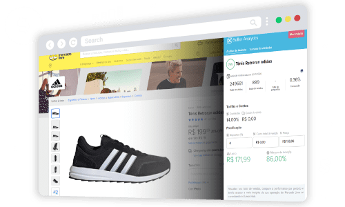 Ferramenta Seller Analytics mostrando performance de anúncio no Mercado Livre